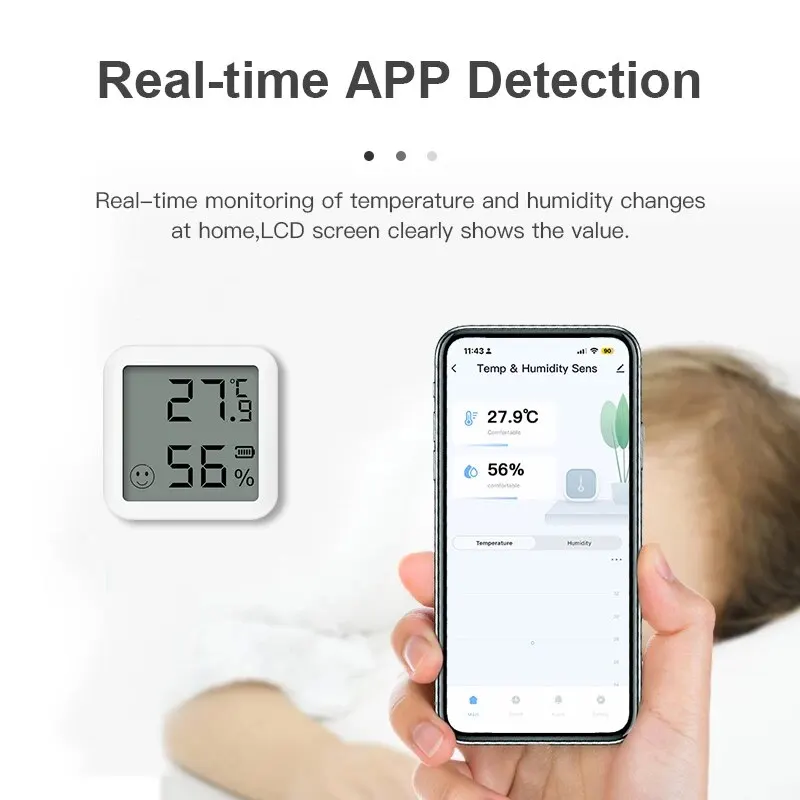 Mini Bluetooth Temperature Humidity Sensor with LCD Screen Smart Linkage Remote Control Thermometer Hygromet Alexa Google Voice 3 Mini Bluetooth Temperature Humidity Sensor with LCD Screen Smart Linkage Remote Control Thermometer Hygromet Alexa Google Voice 3
