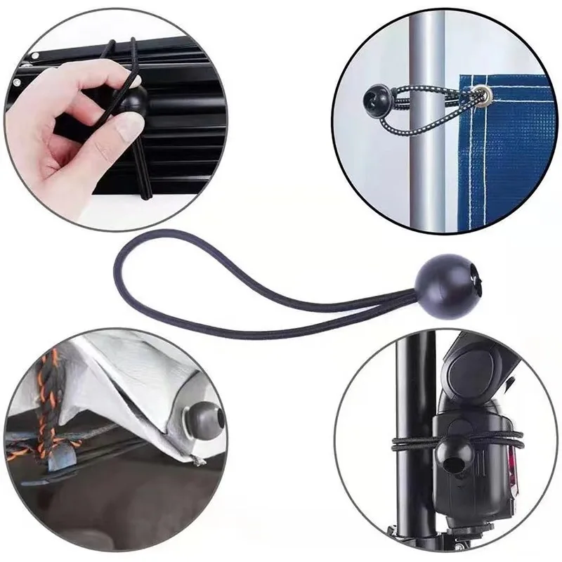 12pcs Bungee Cord Ball Tarp Canvas Tarpaulin Flagpole Ties Cord Ends Elastic Rope Lace Fixed Boat Pole Camping Tent Accessories bungee cords camping tent accessories