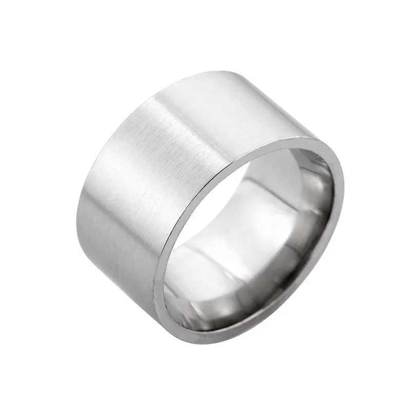 2022 nuovi anelli alla moda in acciaio inossidabile largo 12 mm per le donne fedi nuziali gioielli da uomo colore argento lucido - immagine 5