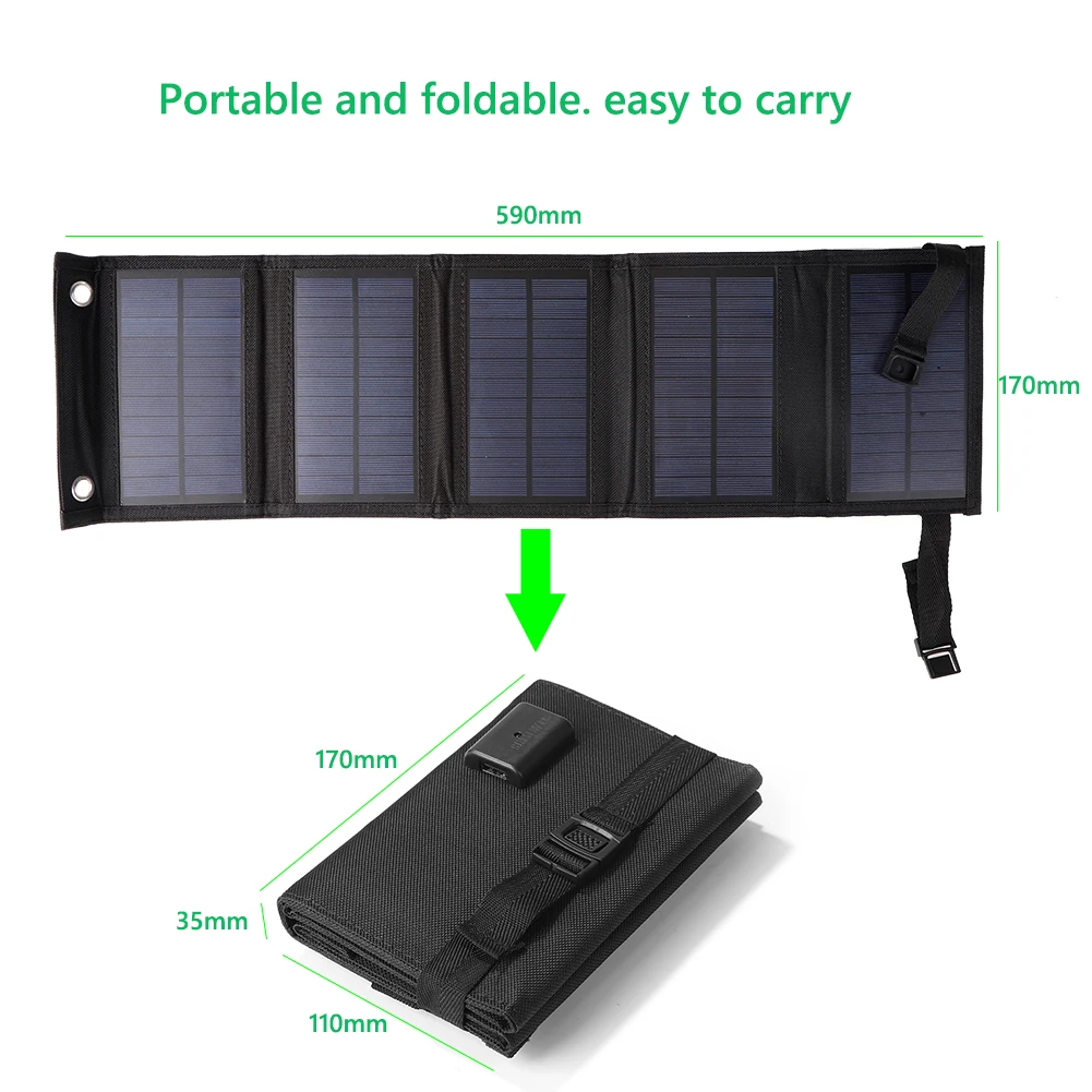 Folding 20W Charger Solar Cells Battery Pack Powerbank Smartphone Light Solar Charger for Mobile Phone