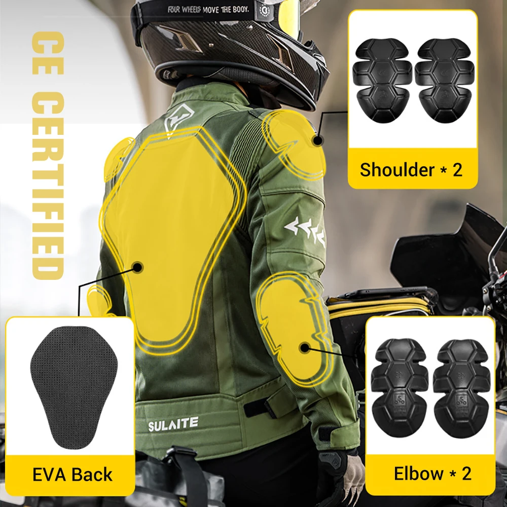 Motorcycle Jacket Motorcycle Clothing SULAITE Motorcycle Jacket Road Racing Clothing Tensile Protective Chaqueta Summer Breathable Motorcycle Equipment Size S-4XL