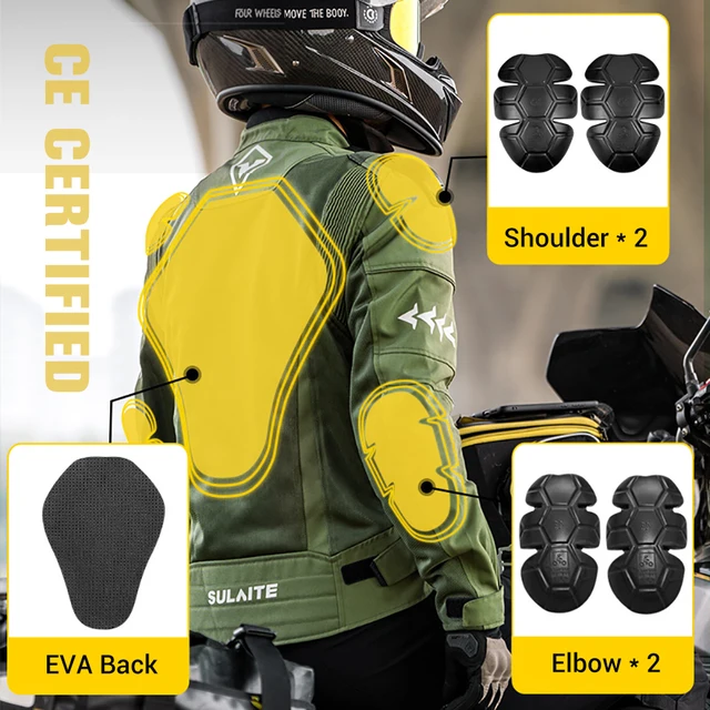 SULAITE Summer Motorcycle Jacket Breathable Road Racing Clothing  Motorcycle Equipment Built-in Chest Protection Cycling Set 4