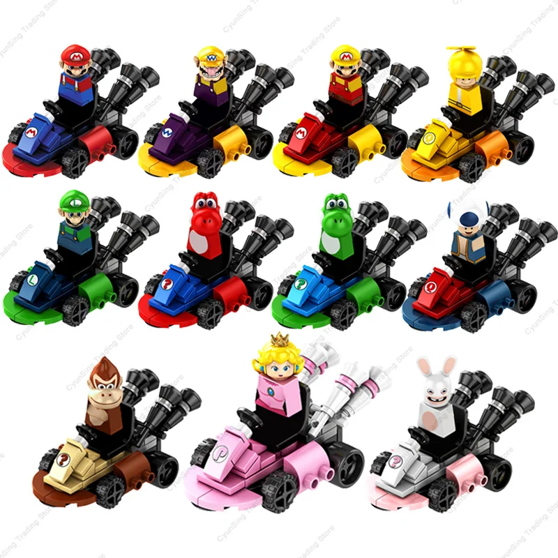 

2023 Anime Cartoon Movies Super Mario Bros Luigi Yoshi Toad Mini Action Figures Building Blocks Dolls Model Kids Toys Gifts