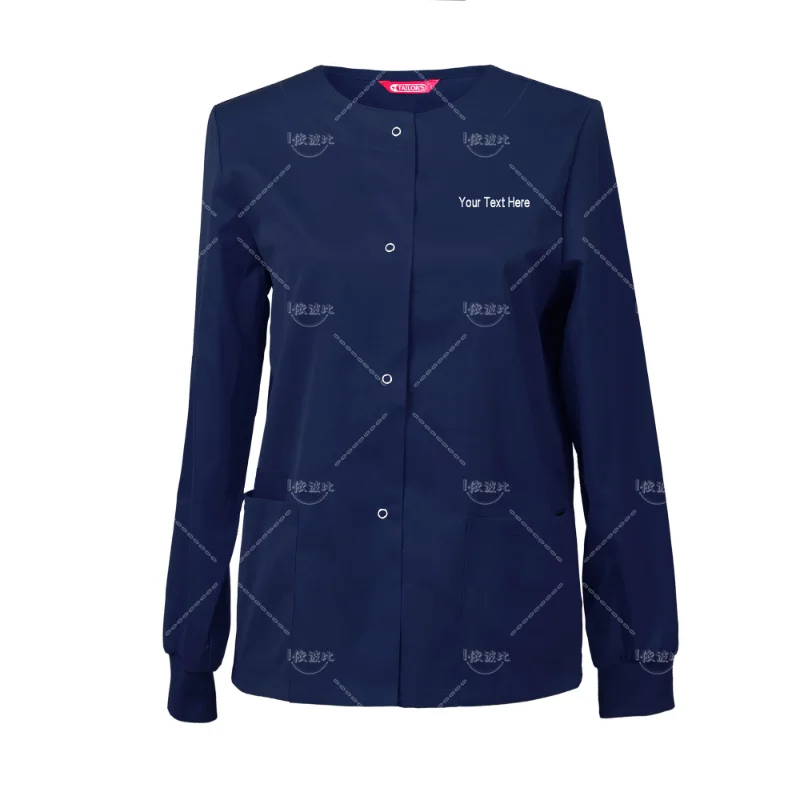 

New models Embroidered Women's Scrub Jacket Workwear Snap Front Warm-up Jacket Personalized with Your Text