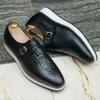 Mens Casual Shoes Genuine Leather Crocodile Pattern Classic Shoe for Men Leather Original Fashion Buckle Monk Strap Sneakers 5