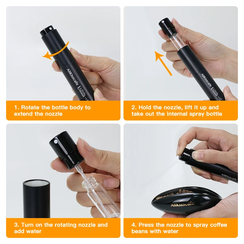Portable Coffee Bean Atomizer and Dosing Cup Tray Set with Built-In Humidifier - Barista Accessories Pack