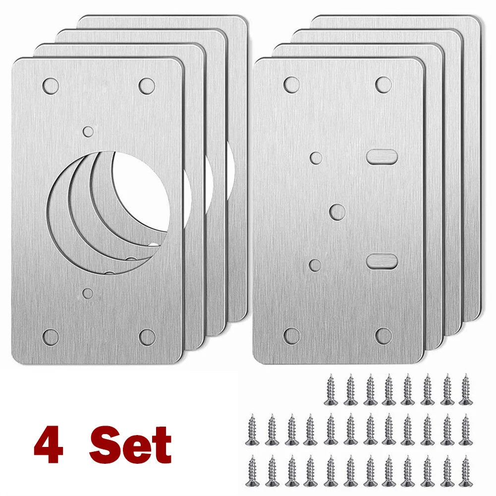 

4/10Pair Hinge Repair Plate Stainless Steel Cabinet Cupboard Table Door Hinge Fixing Plate Repair Mount Tool Kitchen Hardware