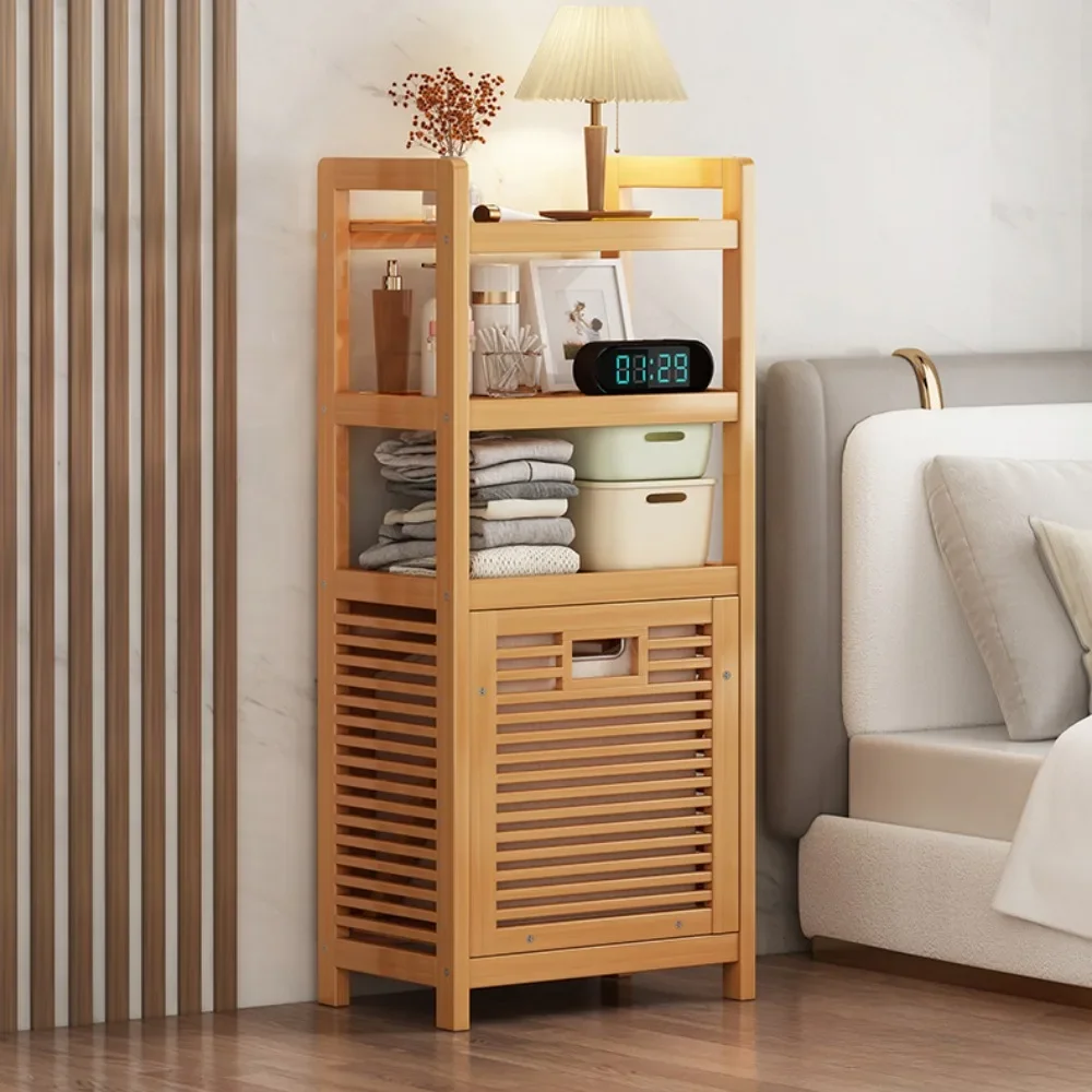 Laundry Hamper Bathroom Rack High-capacity Bamboo Laundry Baskets With Shelf With Tilt Out Basket Wooden Storage Hamper Racks