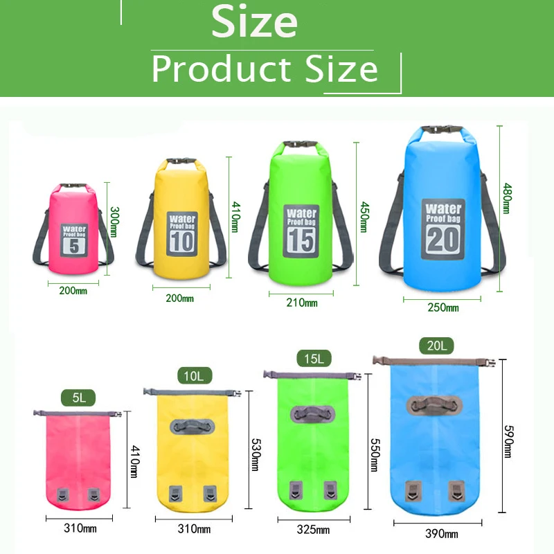 Dry Bag Waterproof Floating Backpack 5L/10L/15L/20L/30L Roll Top Dry Storage Bag for Kayaking Boating Surfing Rafting Fishing waterproof dry bag
