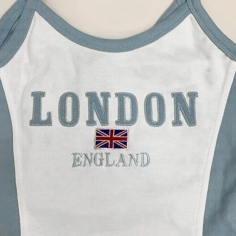 Cross border short slim-fit letters Europe and the United States top Y2K women's summer halter vest crop sexy clothing street