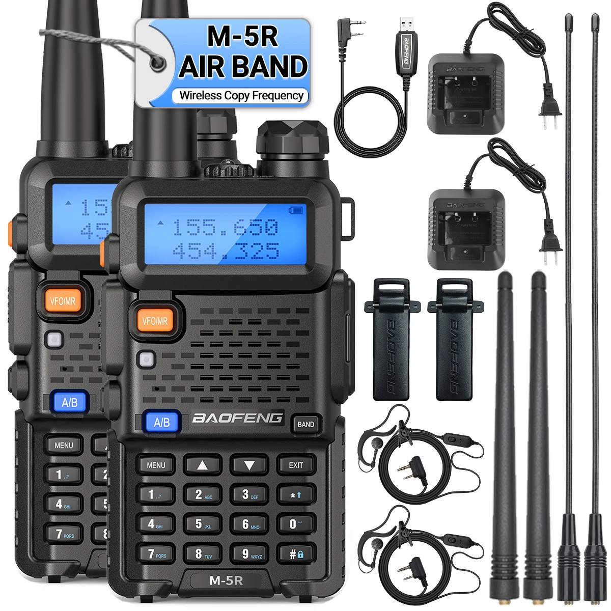 Baofeng-walkie-talkie de banda aérea M-5R, Radio bidireccional