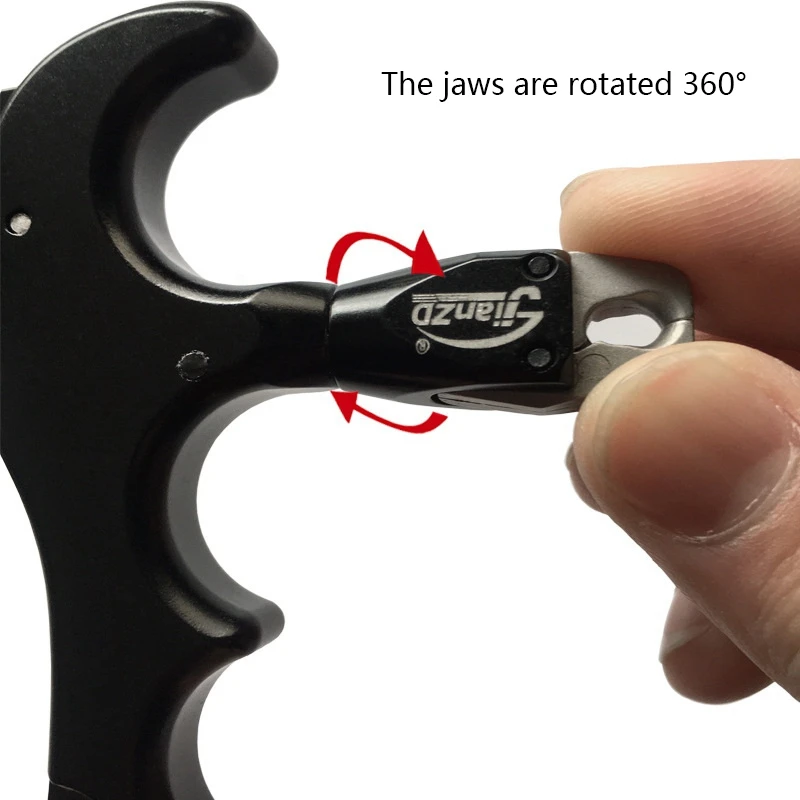 LIZHOUMIL 360°Rotation Thumb Bow Release, Aluminum Alloy 3 Finger Thumb Trigger Caliper Grip Compound Bow Release Aid, Replaceable Bow Release Trigger Caliper Grip Black