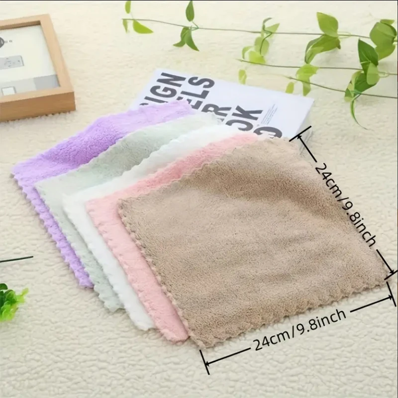 20pcs Solid Color Washcloth 9.8*9.8in Household Plain Handkerchiefs Small Square Towels Soft Absorbent Towel For Home Bathroom