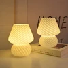 Murano Glass Desk Lamp Glass Table Bedside Lamps Vintage Striped Small Mushroom Decor Ambient Light Bedroom Livingroom 1