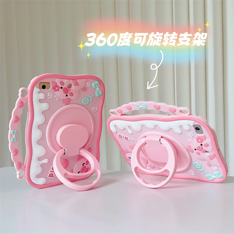 Cartoon Pig Tablet Stand Funda Case For Apple ipad10.9 12.9 9.7 Pro11 10.2 10.5 10.9 Mini6 123 Air45 Silicone Protective_voghion.com
