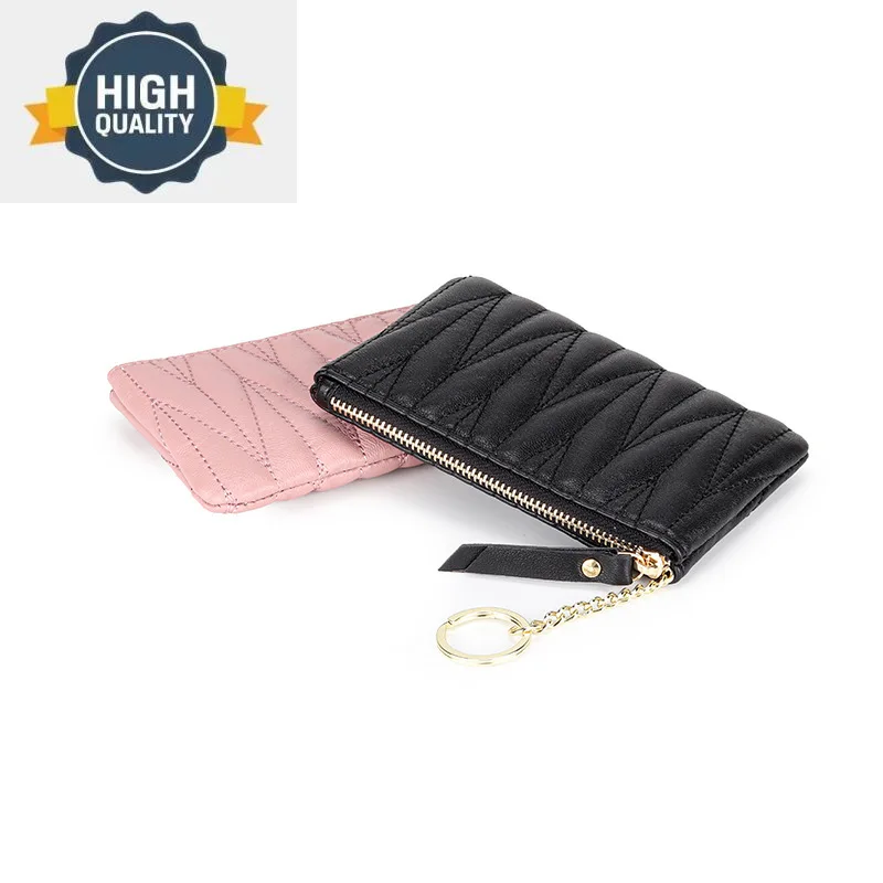 

Leather Mini Sheepskin Wallet Card Holder Women's Coin Packet Ladies Key Wallets Small Bus ID Cards Bag Light Clutch Purse