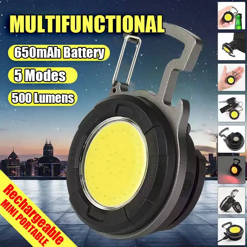 COB Mini Flashlight Type-C Charging Multi Functional Super Bright Waterproof Outdoor Camping Lighting Magnetic Work Light camping light,portable flashlight