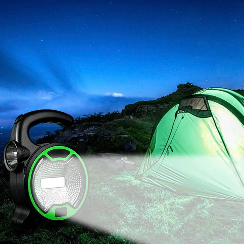 Green ABS LED COB Flashlight for Camping Emergency
