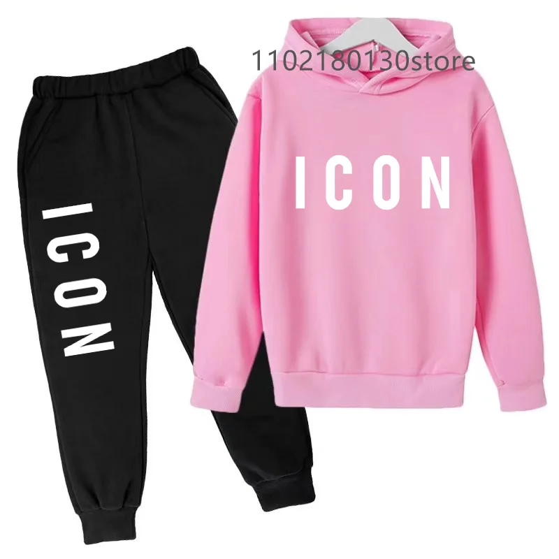 Boys Girls 2 Piece Sets Hooded Tracksuit ildren Sports Suit Spring Hoodies Sweatshirt Fashion Causal Kids Clothing