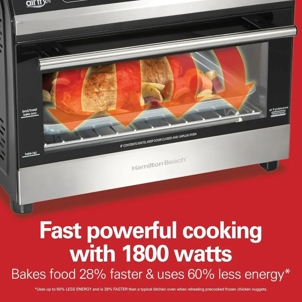 LED Touch Controls Digital Toaster Oven Air Fryer Combo, 10 Ways Cook, 4 Preset Functions, 2 Rack Positions, Stainless Steel