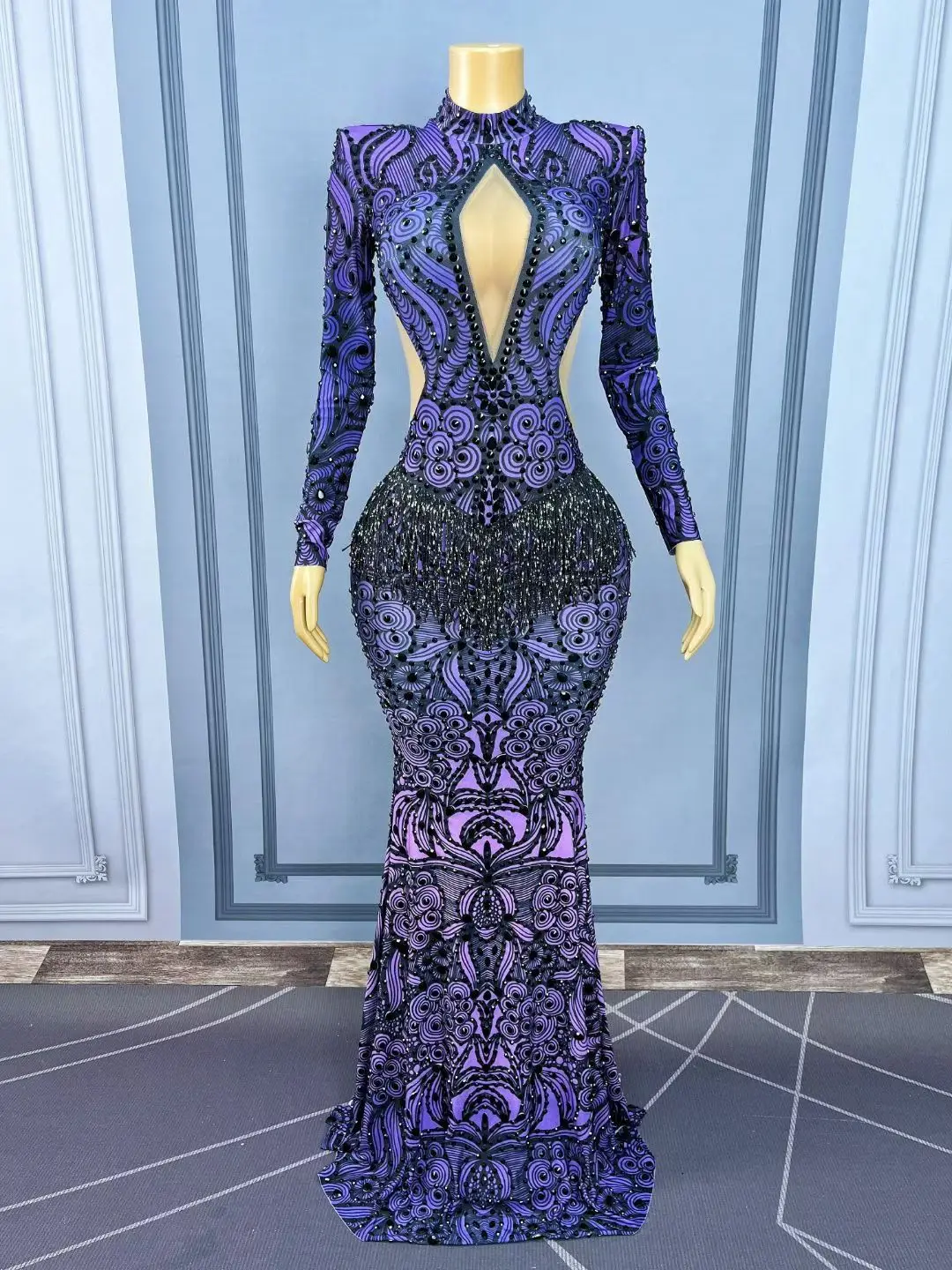 Gothic Aesthetic Evening Dress Gothic Style Mermaid Dress Black Rhinestone  Trumpet Long Skirt High-end Spandex Couture Zishujing - AliExpress 200000345