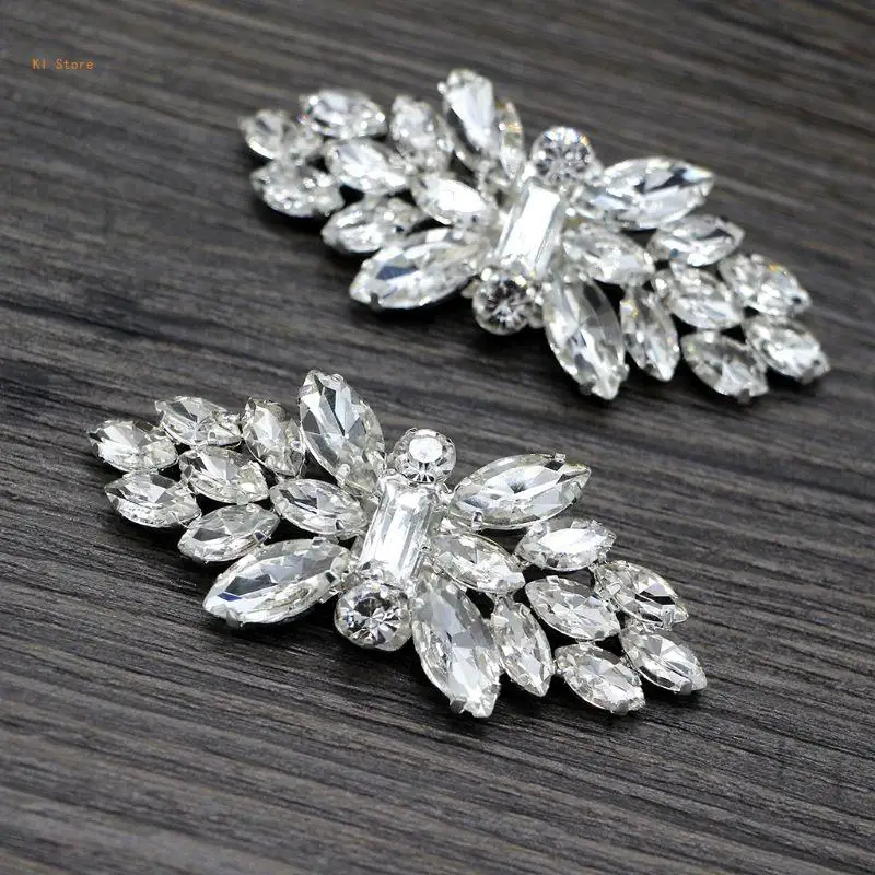 

2 Pcs/Set Fashionable Shoe Clip for Rhinestone Shiny Shoe Buckle Wedding Shoes D