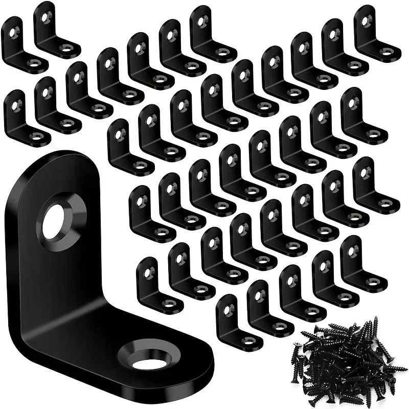 L Bracket Corner Bracket Set Metal L Brackets Shelves Wood Furniture Cabinets Chairs Drawers 40pcs With 80 Screws