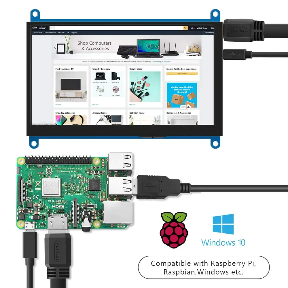 Ultra hd Capacitivo Touch Screen Monitor Hdmi Suporta Windows Linux Raspberry pi Raspberry pi Lcd 1024x600 - Imagem 4