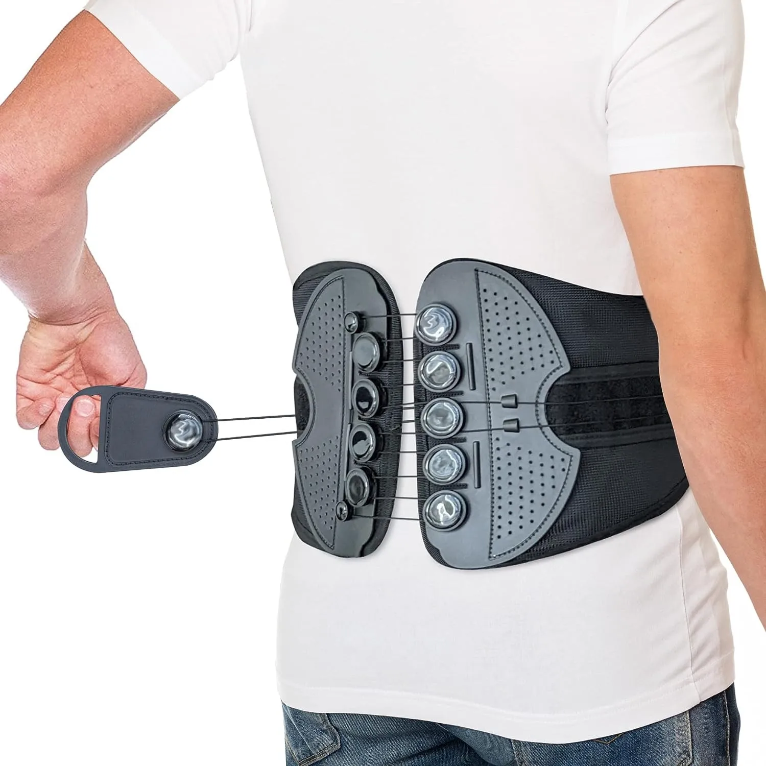 BackBraceforLowerBackPainPulleySystemLumbarAdjustableSupport