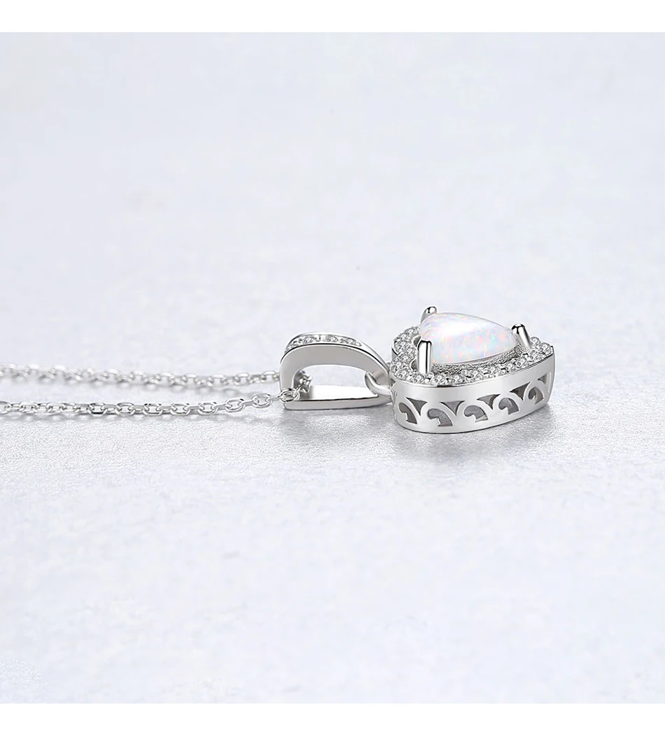 Collana con ciondolo in opale di fuoco a cuore in argento sterling per donna Collana d'amore scintillante Fine San Valentino s_voghion.com