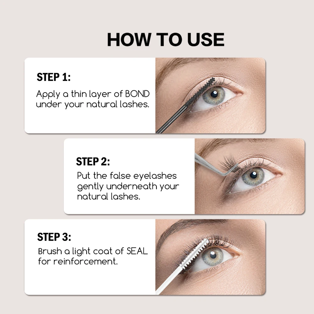 EASITENSION Glue False Eyelashes New Double Heads 2 In 1 Bond and Seal Lash Glue ,Waterproof Long Lasting 6