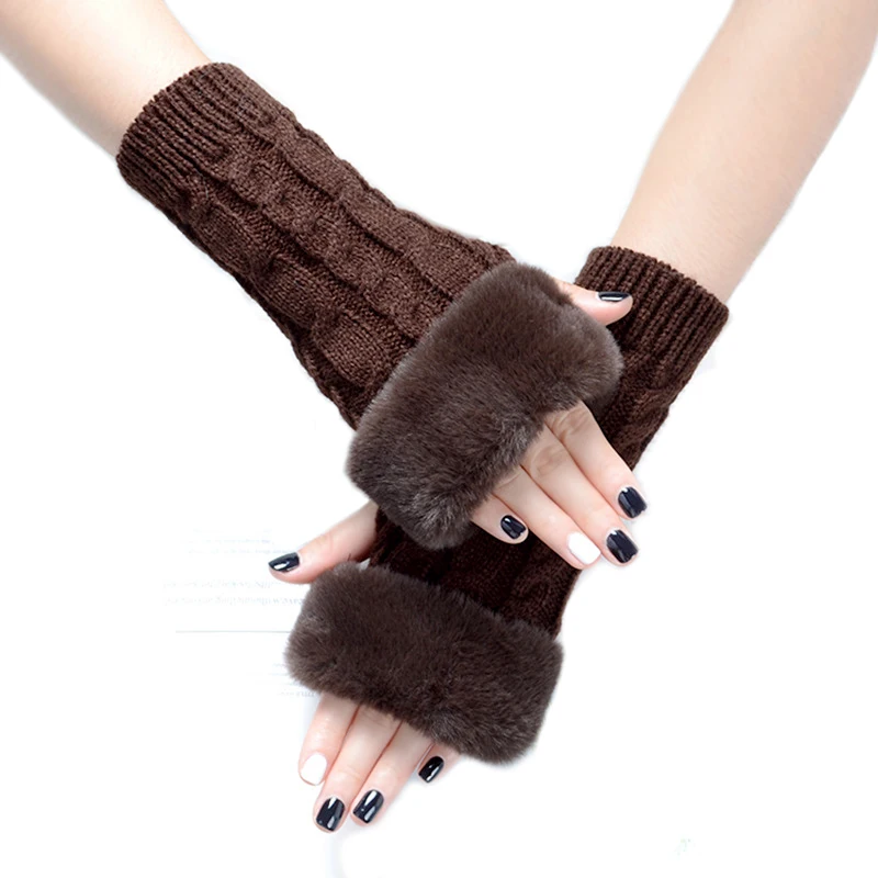 Mittens Warm Soft Fingers Fingerless Winter Gloves Women Fingerless