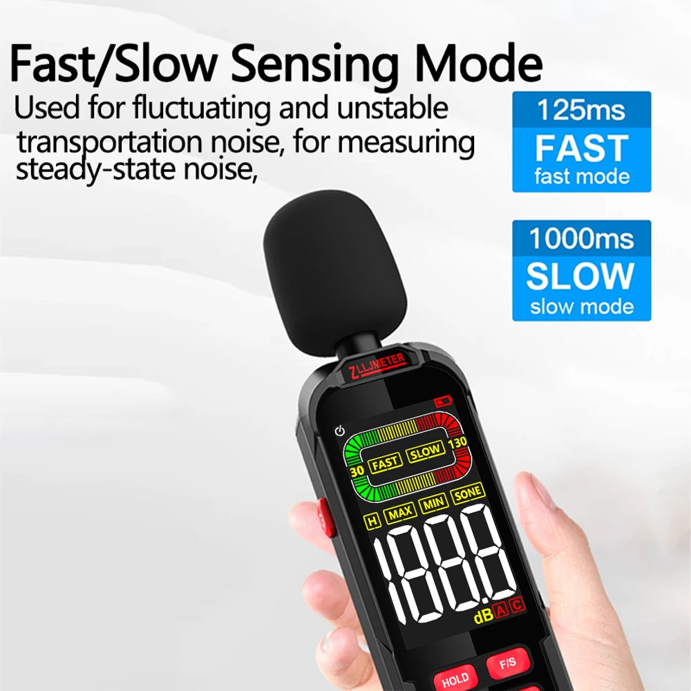 Color Screen Digital Sound Level Meter Audio Level Meter Sound Meter Decibelimetro 30-130dB Decibel Meter Portable Noise Meter 2