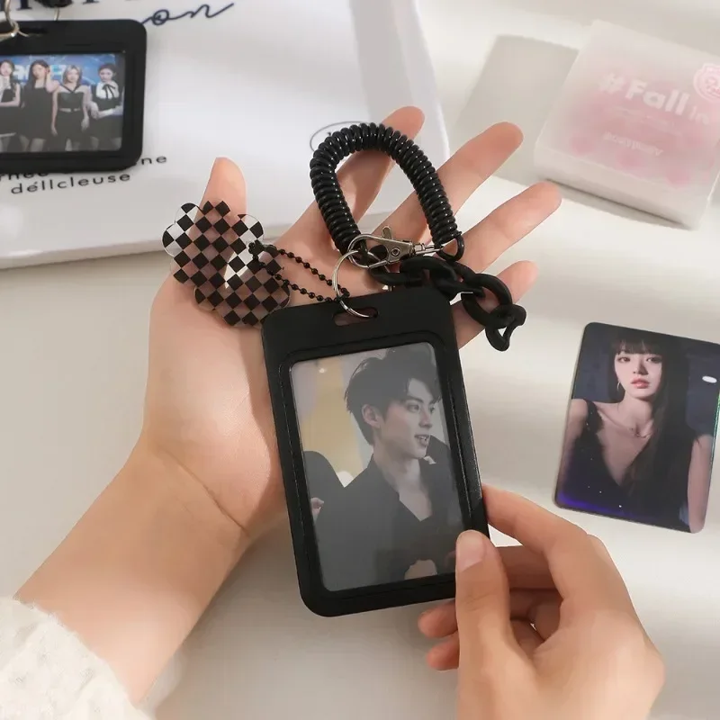 3 inch Card Holder Black Style Kpop Photocard Holder Photo Card Bag Pendant School Stationery card holder credit card holder photo card holder card protector idol card protector memory card protector photo card binder