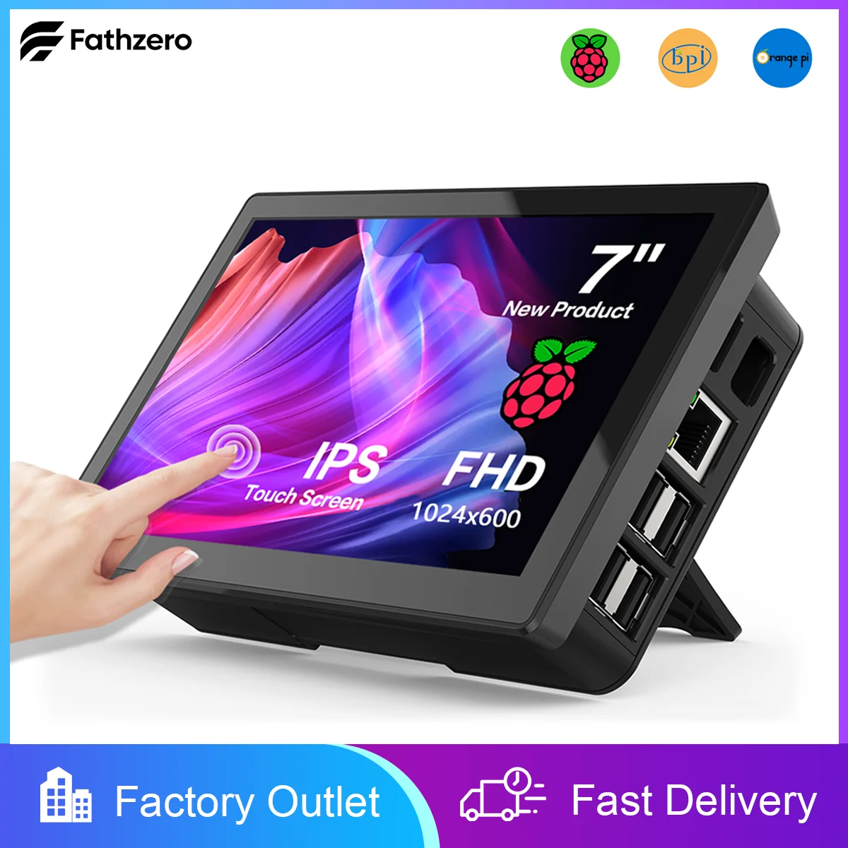 7인치 터치스크린 1024x600 LCD 모니터 라즈베리 파이3 4 5 휴대용 보조 화면 HDMI 타입-C VESA 지원 노트북 모바일용