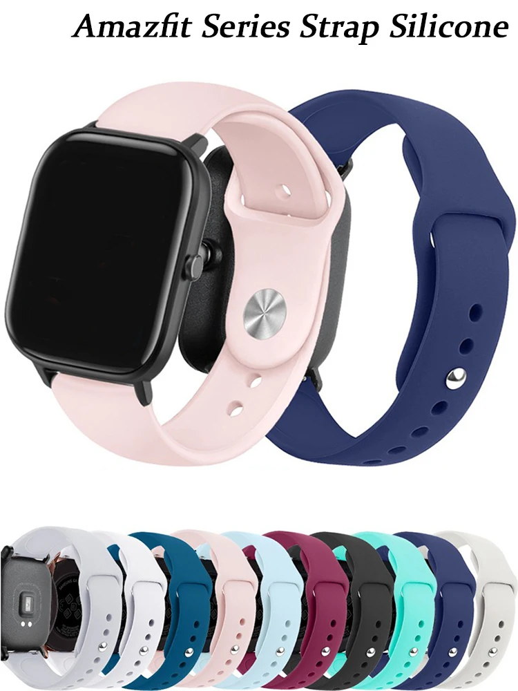

Силиконовый ремешок 20 мм/22 мм для Amazfit GTS 4/3/2/2e/GTS2 Mini/GTR 42 мм/47 мм/GTR 4/3/3 Pro/2e, спортивный браслет для часов Amazfit ремешок bip