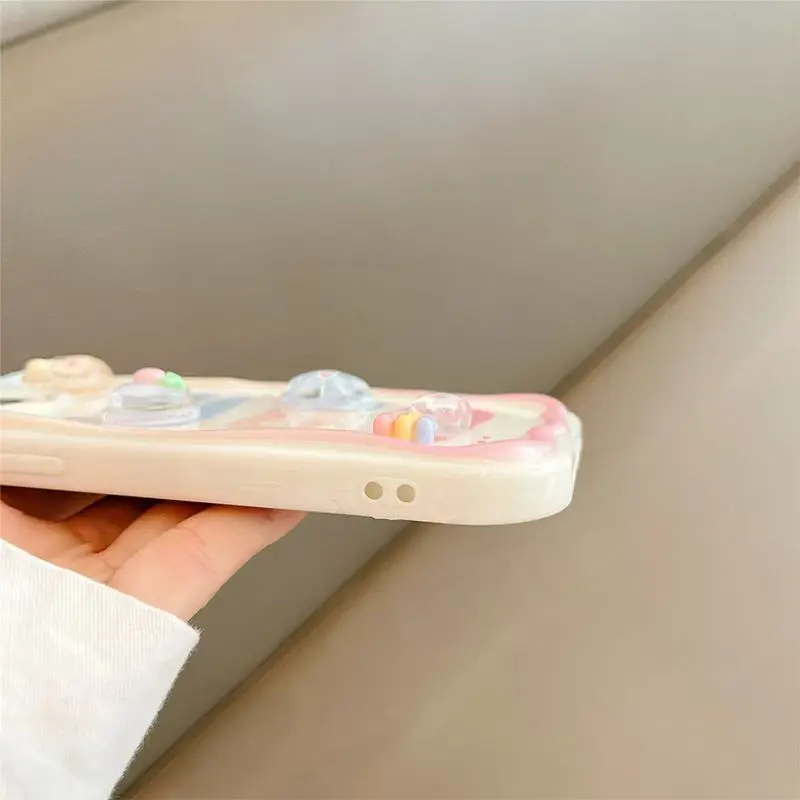 Lucky Crystal Bunny Phone Case - Stylish TPU Cover with Wave Design