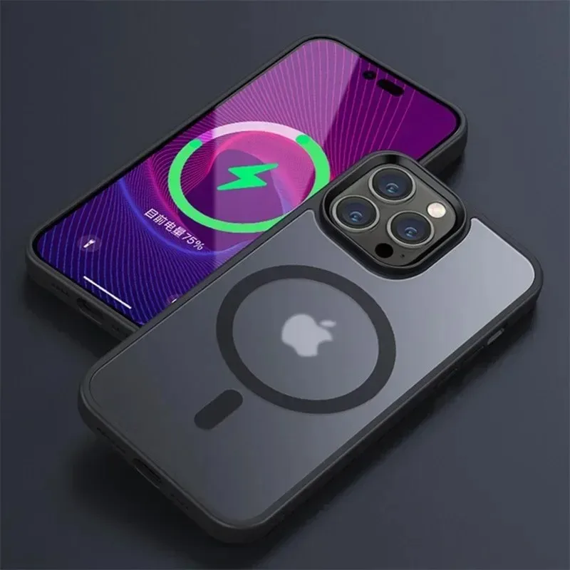 Translucent Frosted Matte Magnetic Phone Case with Magsafe Compatibility