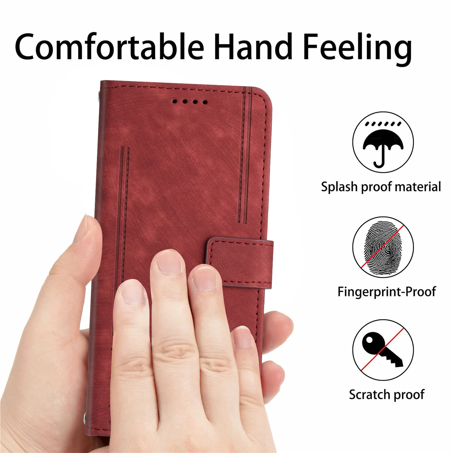 Geometric Line Art Leather Wallet Case with Card Holder