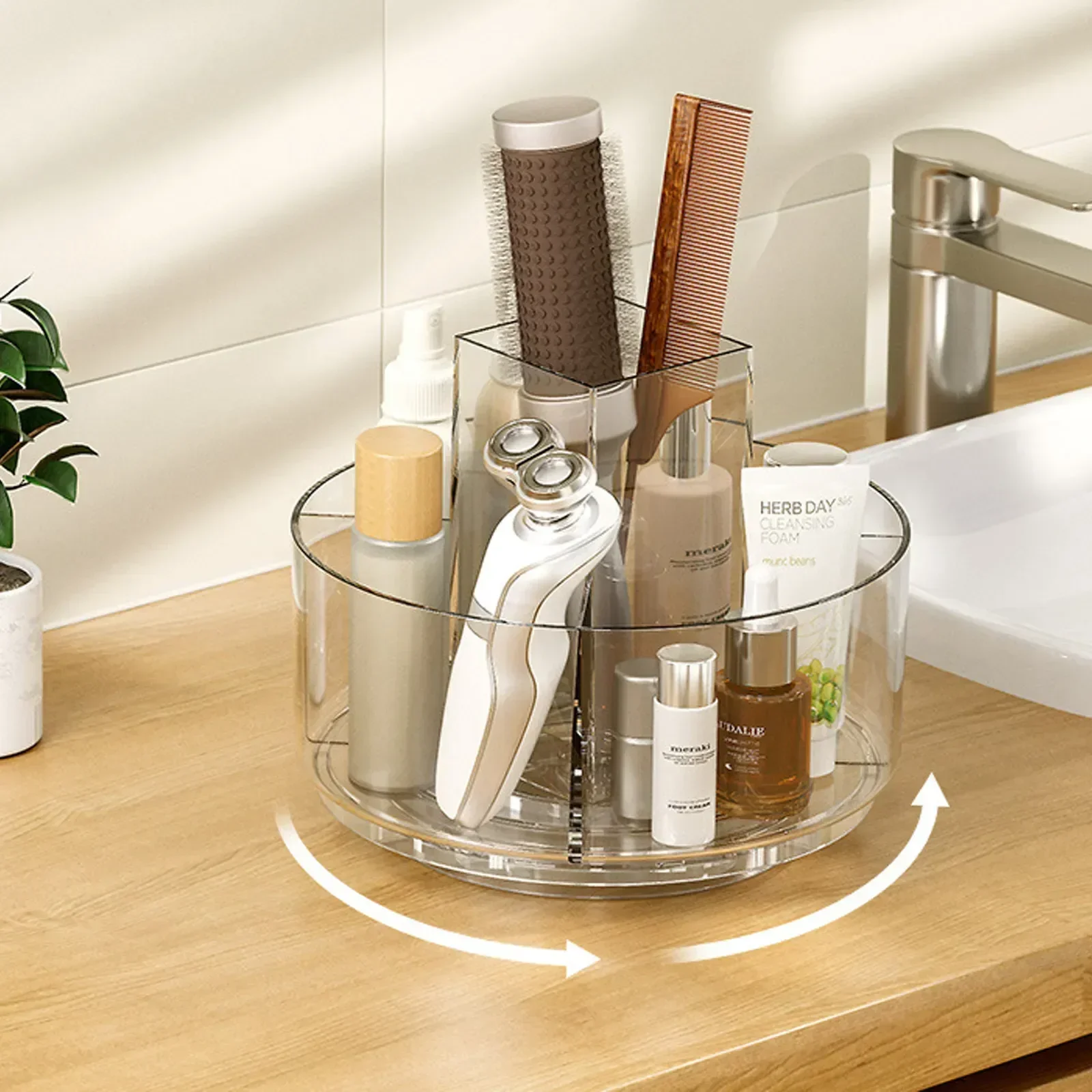 

Makeup Rack Organizer Bathroom Desktop Rotating Lipstick Skin Tray Table Dress Storage Cosmetic Acrylic Clear Care Box Product