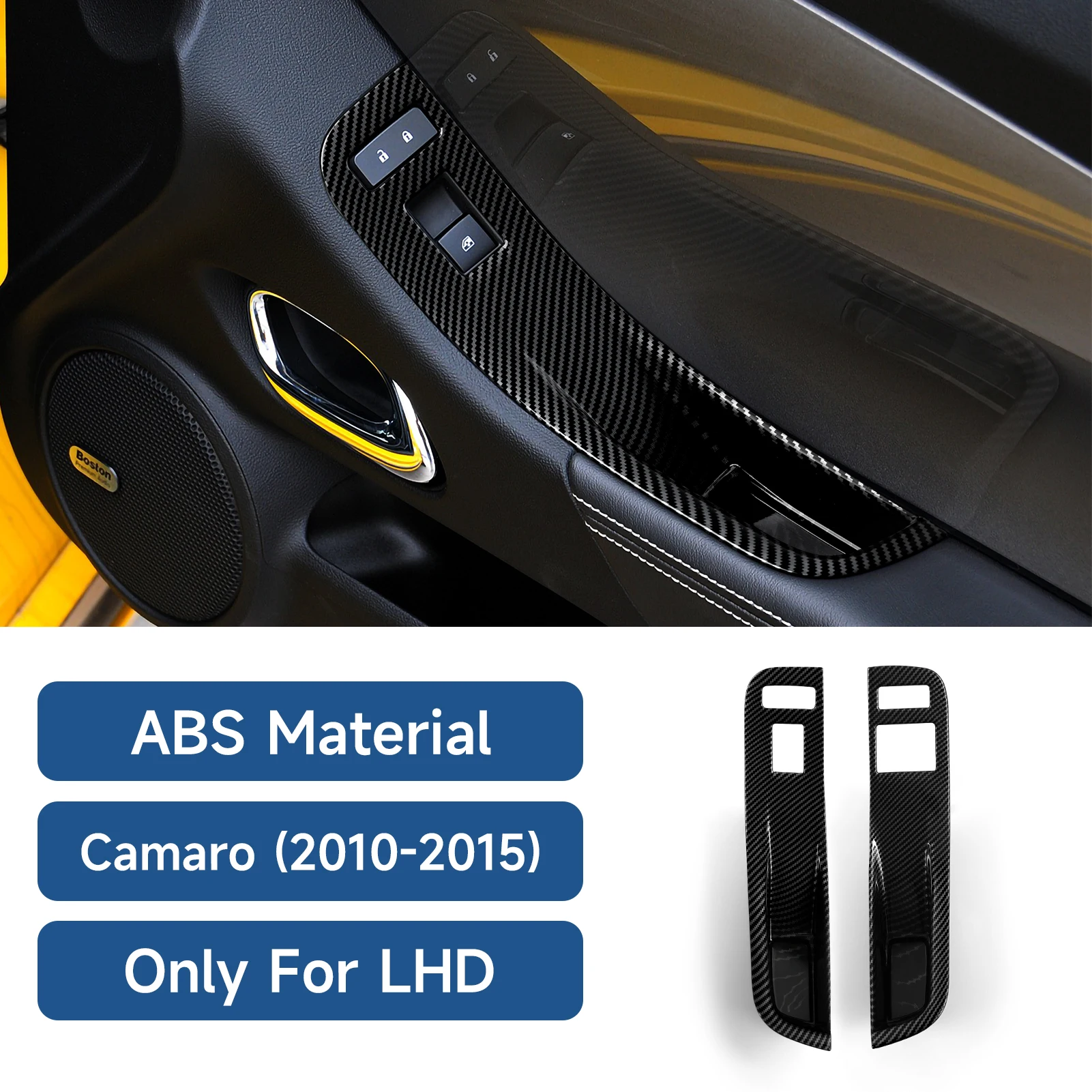 ABS 자동차 창문 리프트 스위치 패널 커버 카본 파이버 인테리어 스티커 쉐보레 카마로 ZL1 2010-2015 트림 액세서리