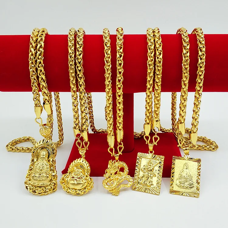 24k Yellow Gold Necklaces for Men 