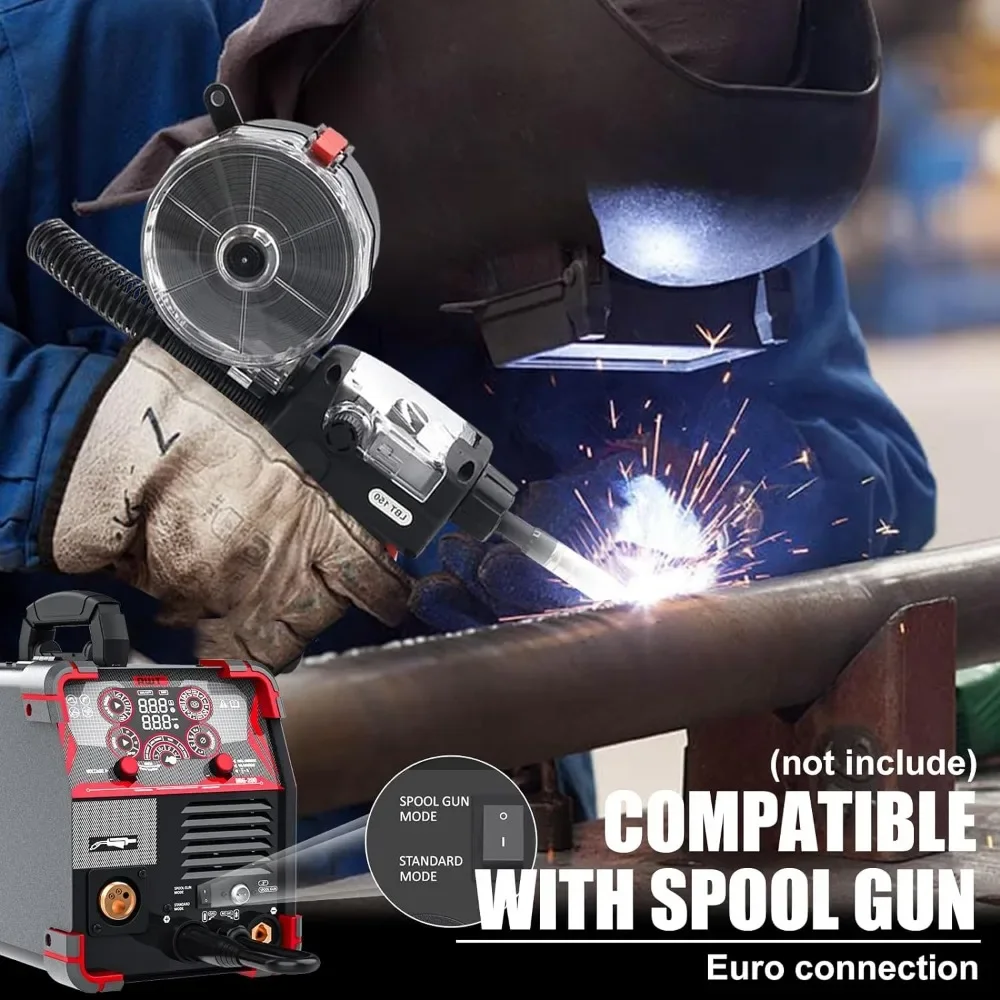 For MIG Welder, 200Amp 8 in 1 Gas MIG/Gasless Flux Core MIG/Stick/Lift TIG/Spot Welding/Spool Gun Aluminum MIG Welder 5