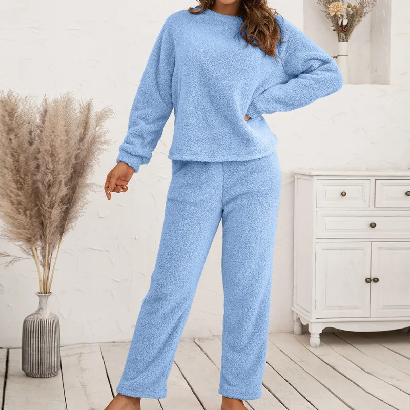 Women's Sweater Set New Autumn & Winter Loose Fitting Casual Home Clothing with Double-sided Plush Fashion Two Piece Outfits