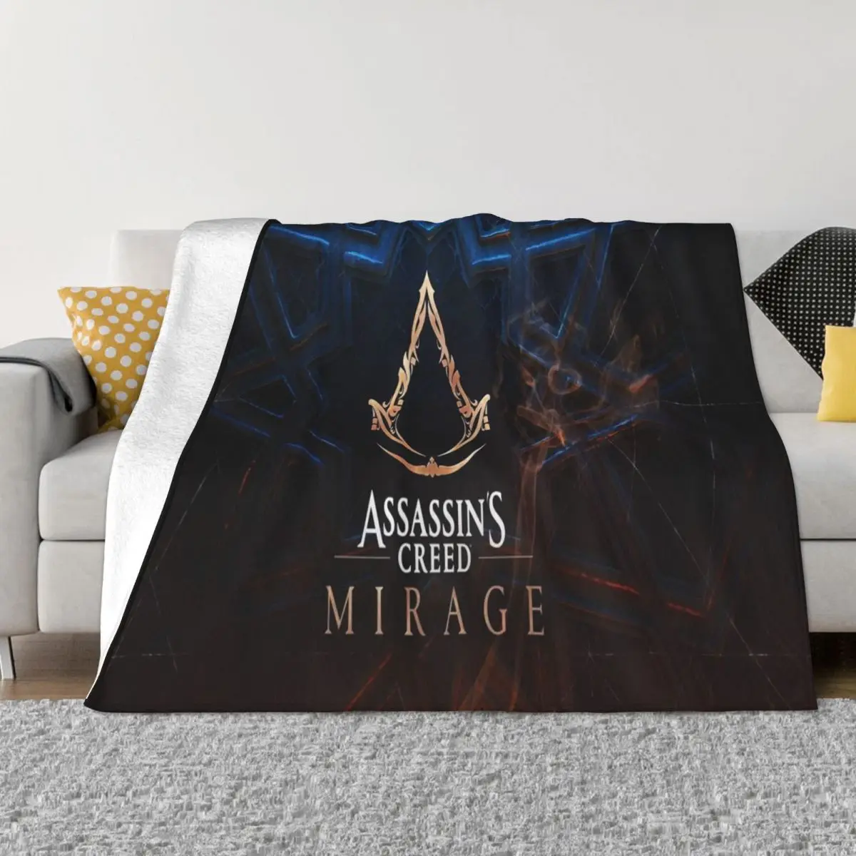 Assassins Creed Mirage Coperta Flanella Stampata Coperte Calde Portatili Per Biancheria Da Letto Copriletto Camera Da Letto
