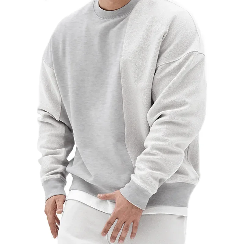 Simple Style Solid Color Thickened Warm Hoodie Men Crew Neck Pullover Long Sleeve Sweatshirt Male Autumn Casual Sports Outerwear