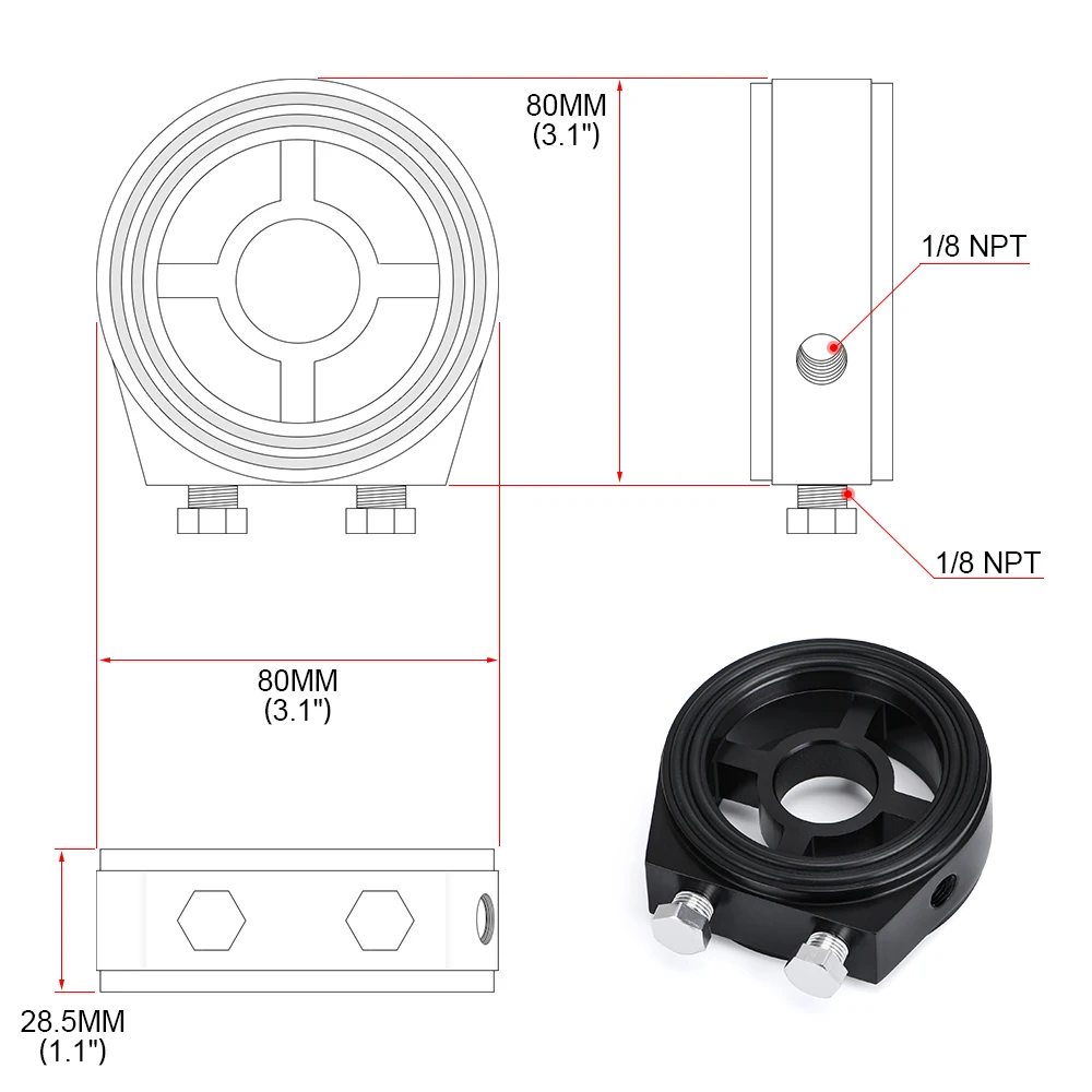Oil Filter Cooler Sandwich Plate Adapter M20*1.5 and 3/4-16 Universal