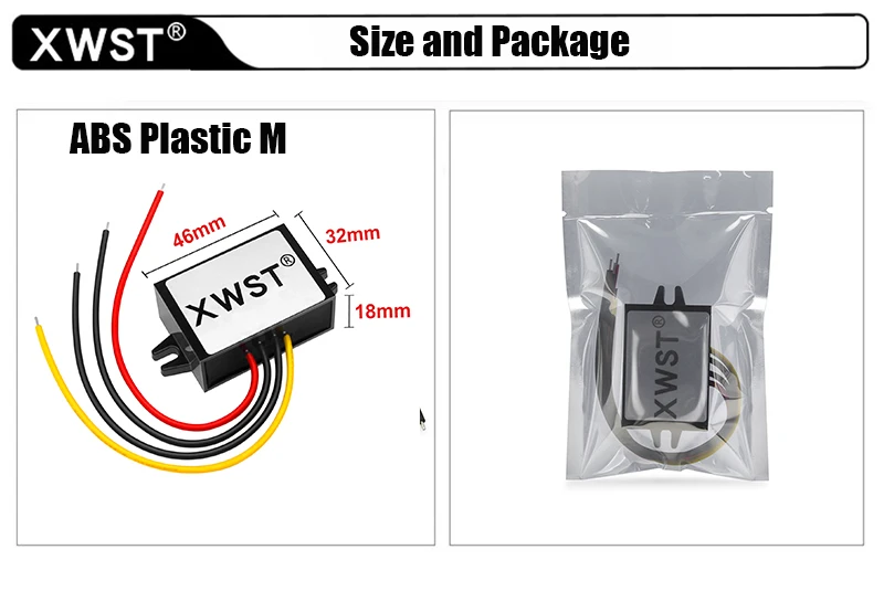 XWST 36V 48V bis 12V DC zu DC Step Down Modul 1A 1,5A 2A ABS Kunststoff 12W 24W Buck Spannungsreduzierer für Solarroboter – Detail 6