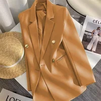 Veste de costume blanche élégante avec boucle en métal pour femme, blazer de bureau décontracté, style occidental, haut de gamme, printemps-automne 2025 4