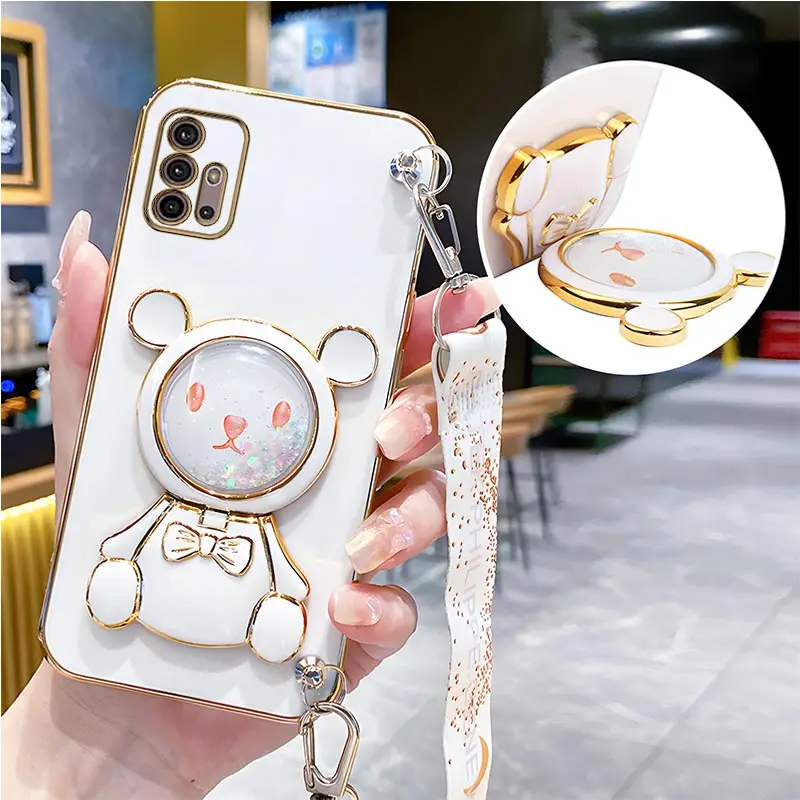 Bear Lanyard Strap Case For Motorola Moto G8 G9 G50 G30 G20 G10 G40 G60S G22 G23 G52 G53 G73 G60s E6S E7 Power Cover_voghion.com